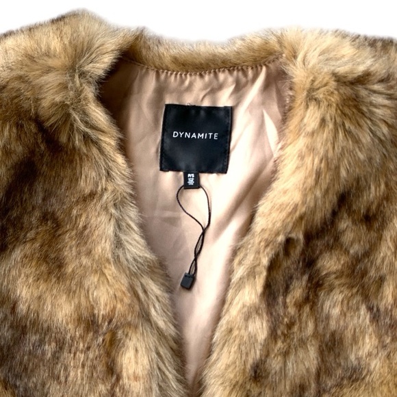DYNAMITE Brown Faux Faur Vest - Picture 5 of 10